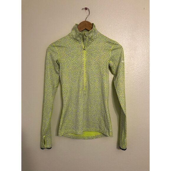 Nike Dri-Fit Hyper Warm 1/2 Zip Polka Dot Long-sleeves Neon Athletic Top XS - Picture 3 of 16